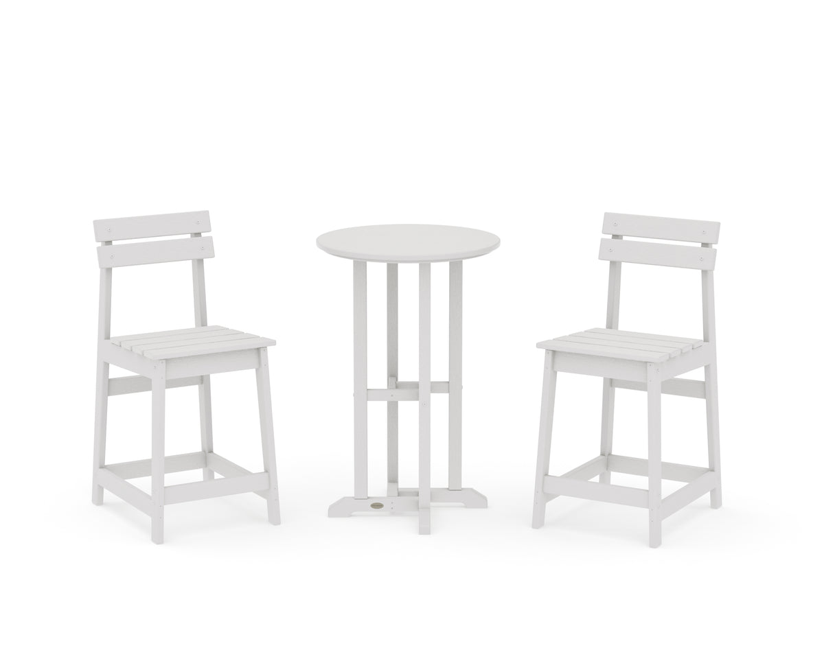 POLYWOOD Modern Studio Plaza 3-Piece Bistro Counter Set in Vintage White