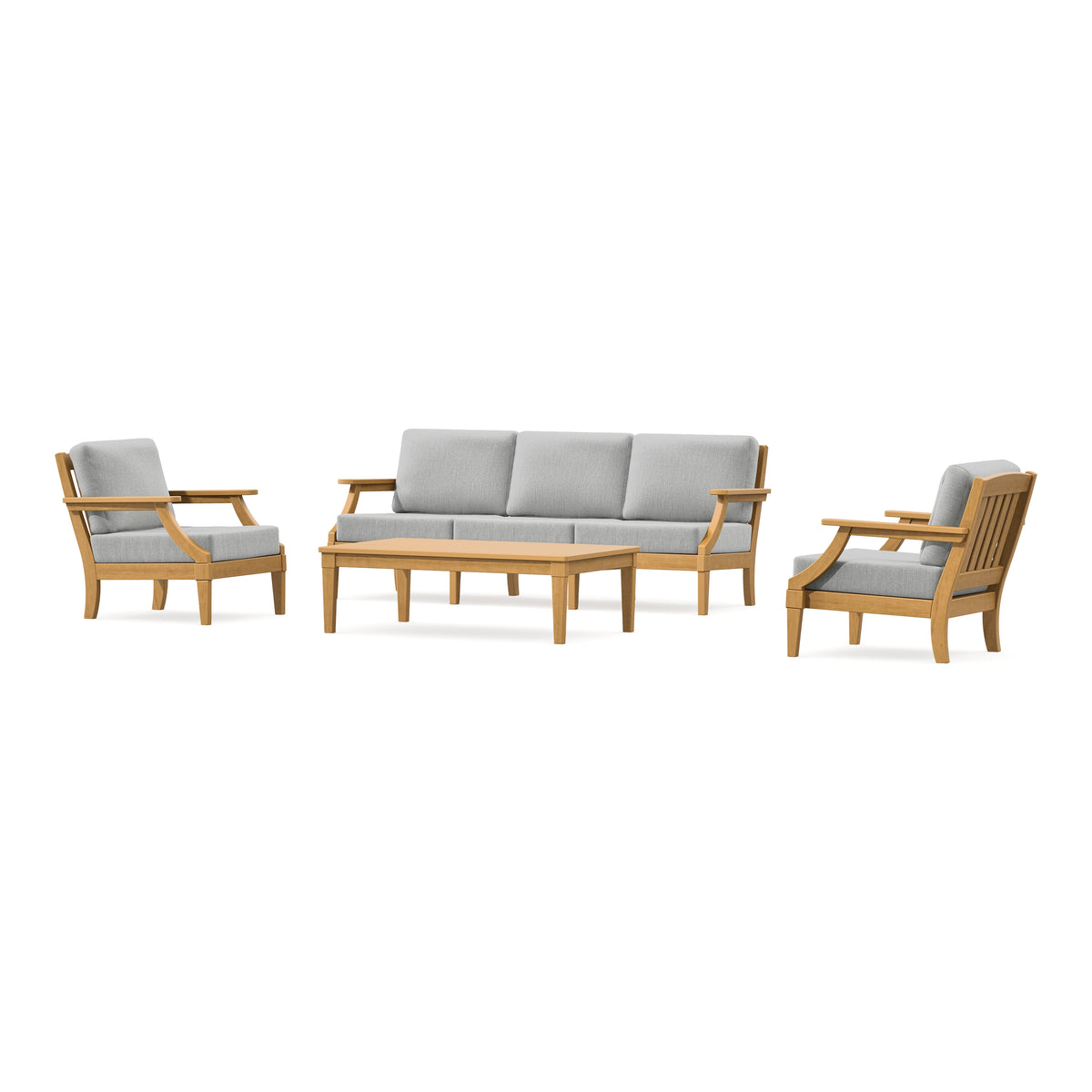 POLYWOOD PW Designer Series Estate 4-Piece Lounge Sofa Set in Natural / Granite
