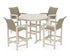 POLYWOOD Coastal Woven 5-Piece Round Farmhouse Bar Set in Sand / Dune Grass