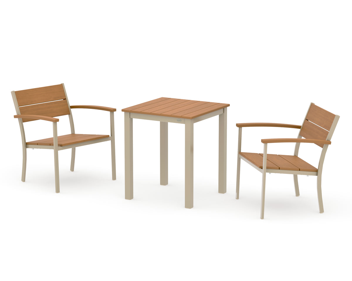 POLYWOOD Main Street 3-Piece Square Dining Set in Sand / Natural