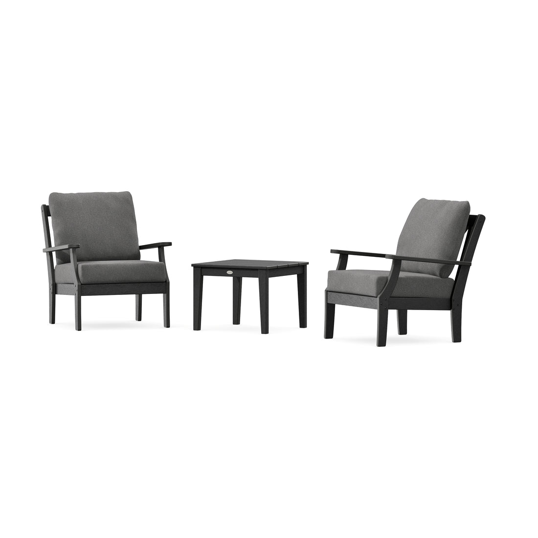 POLYWOOD Braxton 3-Piece Deep Seating Set in Black