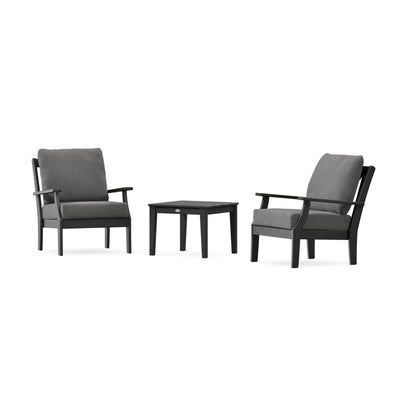POLYWOOD Braxton 3-Piece Deep Seating Set in Black
