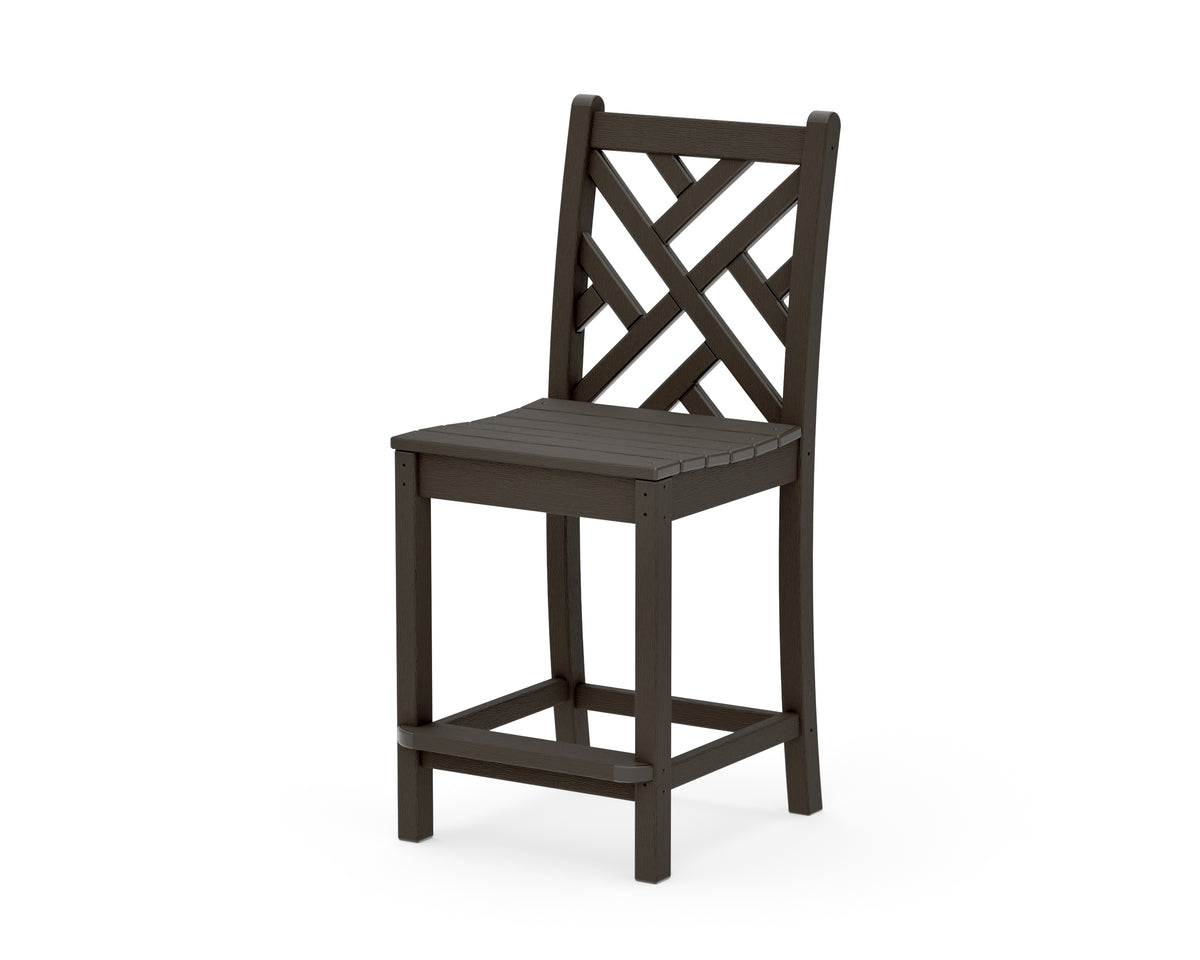 POLYWOOD Chippendale Counter Side Chair in Vintage Coffee