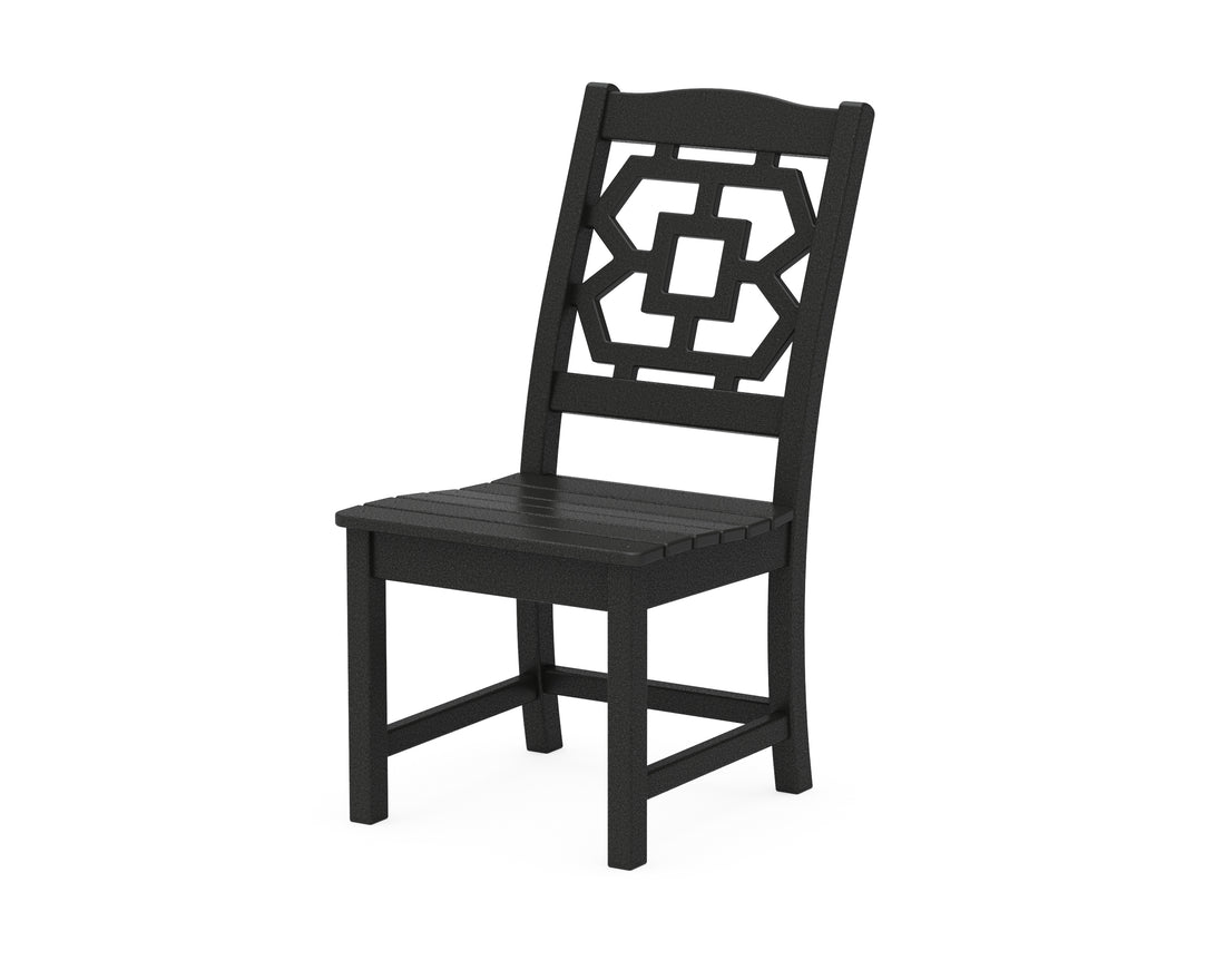 POLYWOOD Chinoiserie Dining Side Chair in Black