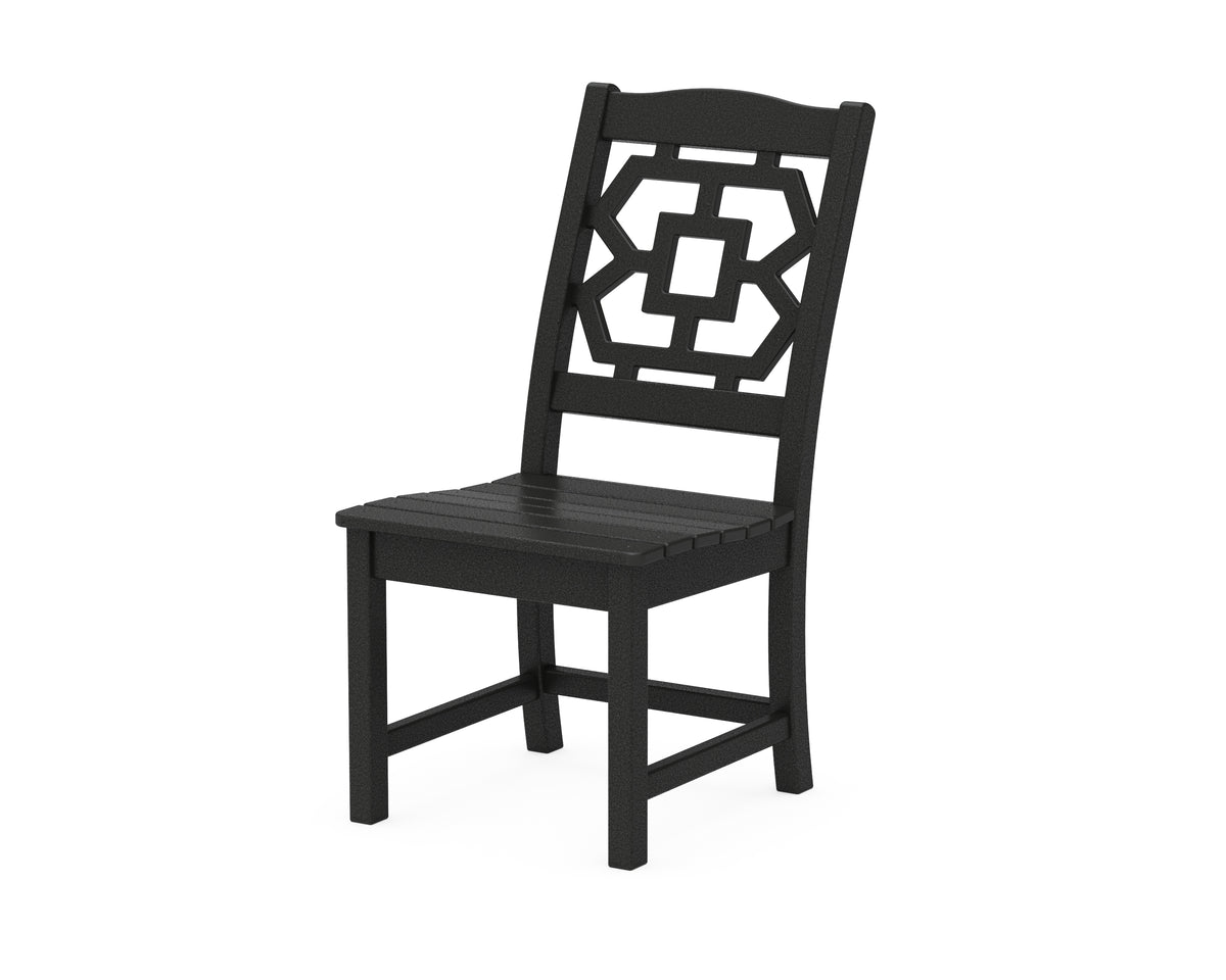 POLYWOOD Chinoiserie Dining Side Chair in Black