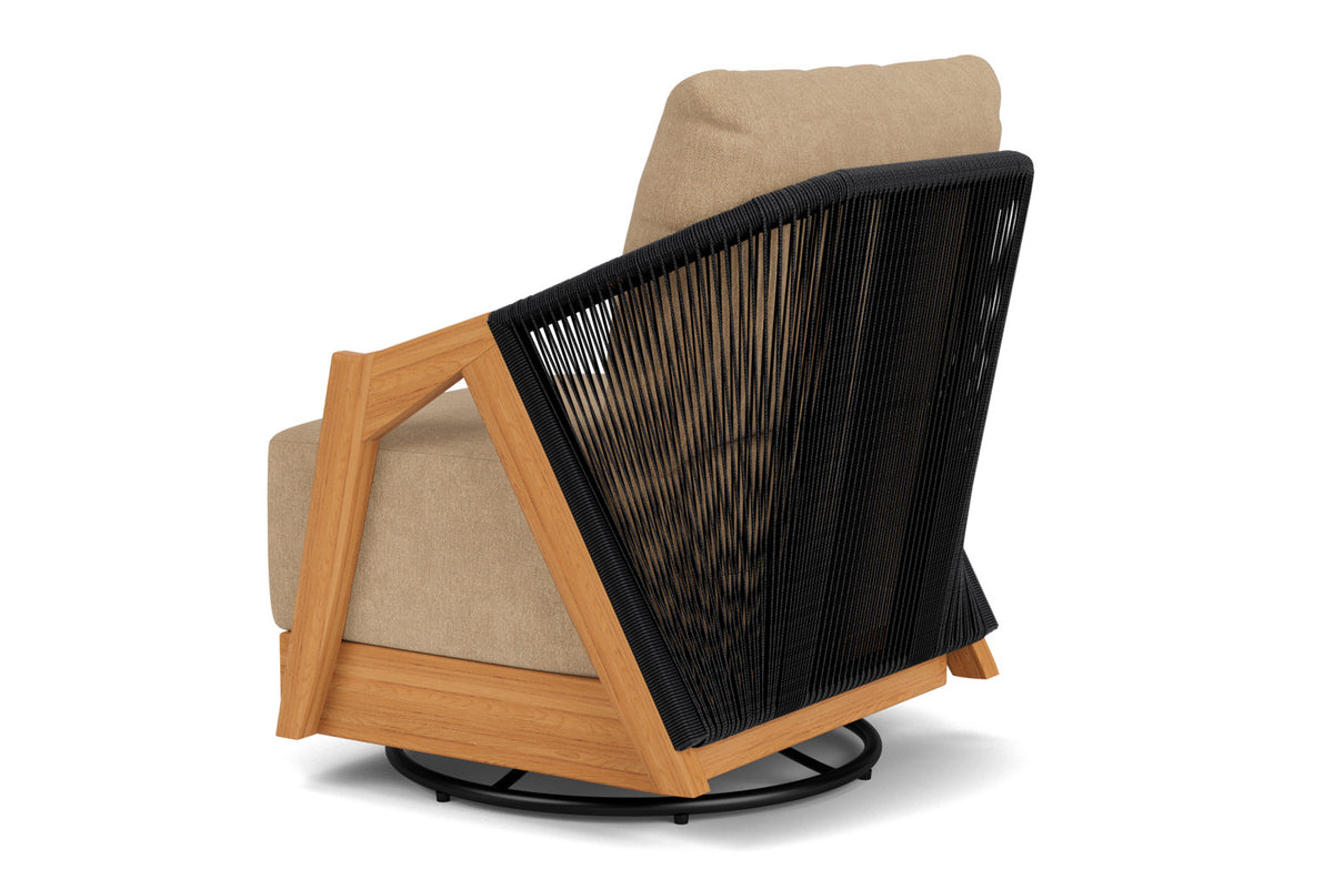 Lloyd Flanders Alpine Swivel Lounge Chair with Hayden Sand fabric, view 8