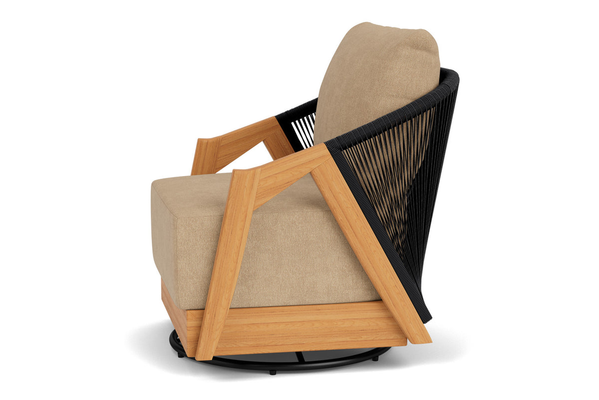 Lloyd Flanders Alpine Swivel Lounge Chair with Hayden Sand fabric, view 9