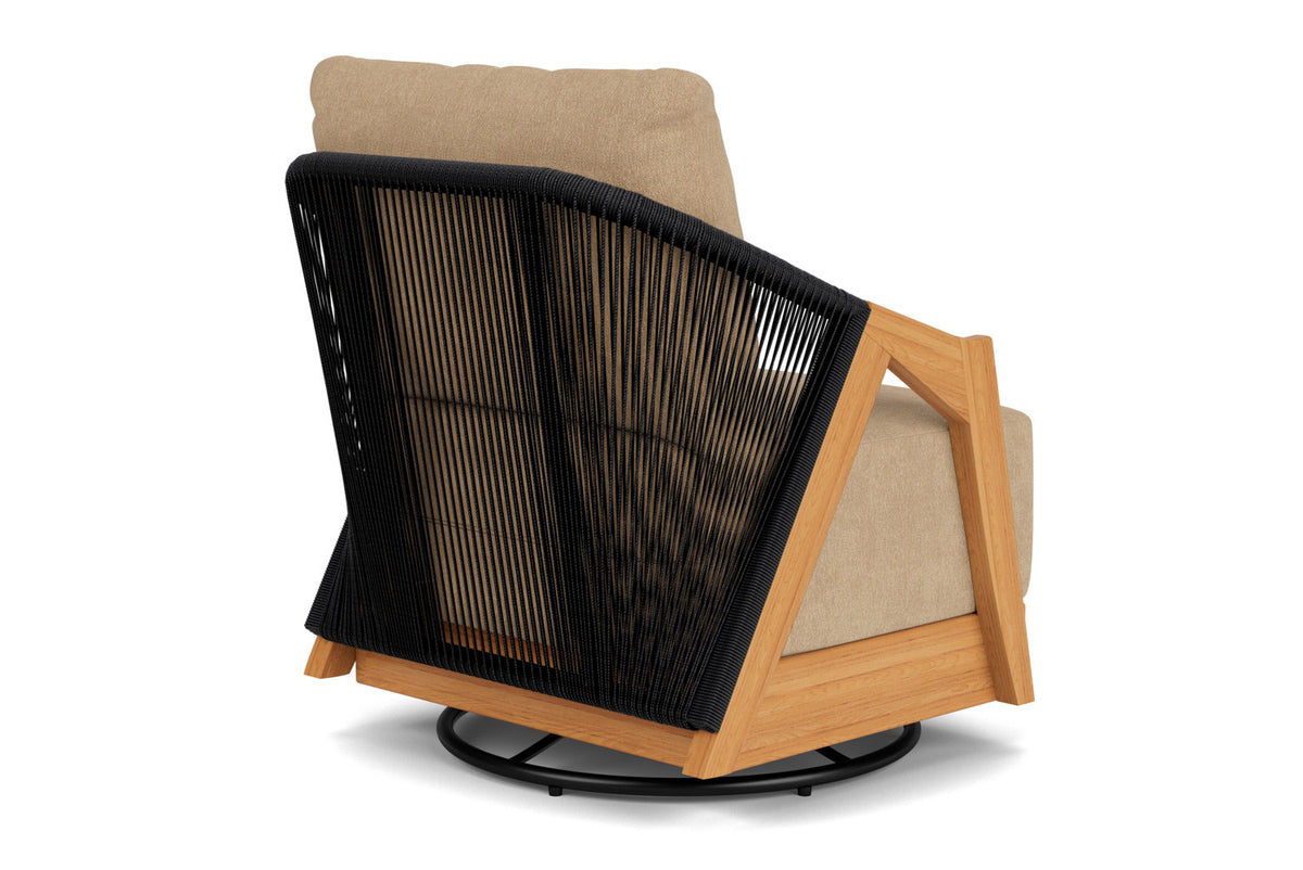 Lloyd Flanders Alpine Swivel Lounge Chair with Hayden Sand fabric, view 6
