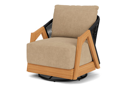 Lloyd Flanders Alpine Swivel Lounge Chair with Hayden Sand fabric, view 10