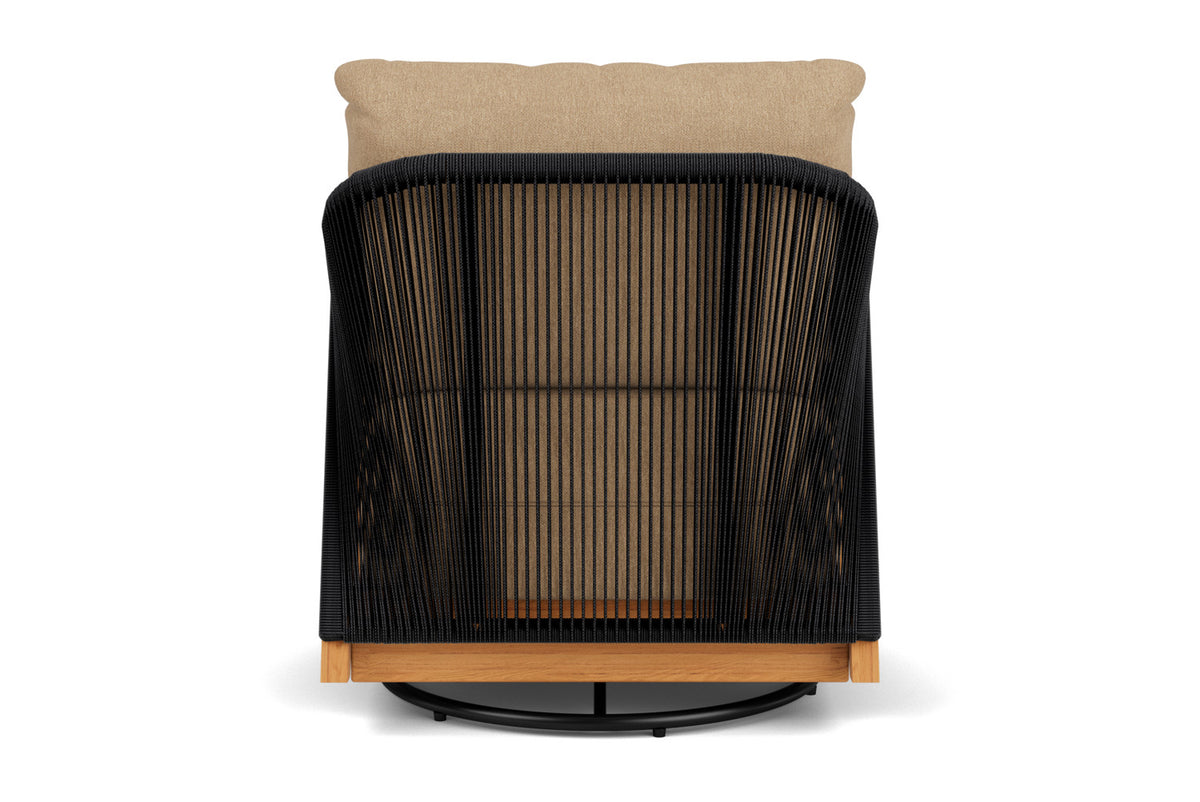Lloyd Flanders Alpine Swivel Lounge Chair with Hayden Sand fabric, view 7