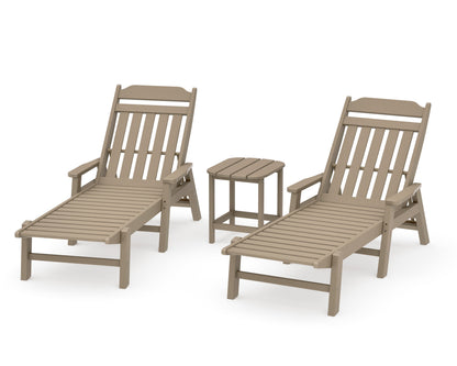 POLYWOOD Cottage 3-Piece Chaise Set with Arms in Vintage Sahara