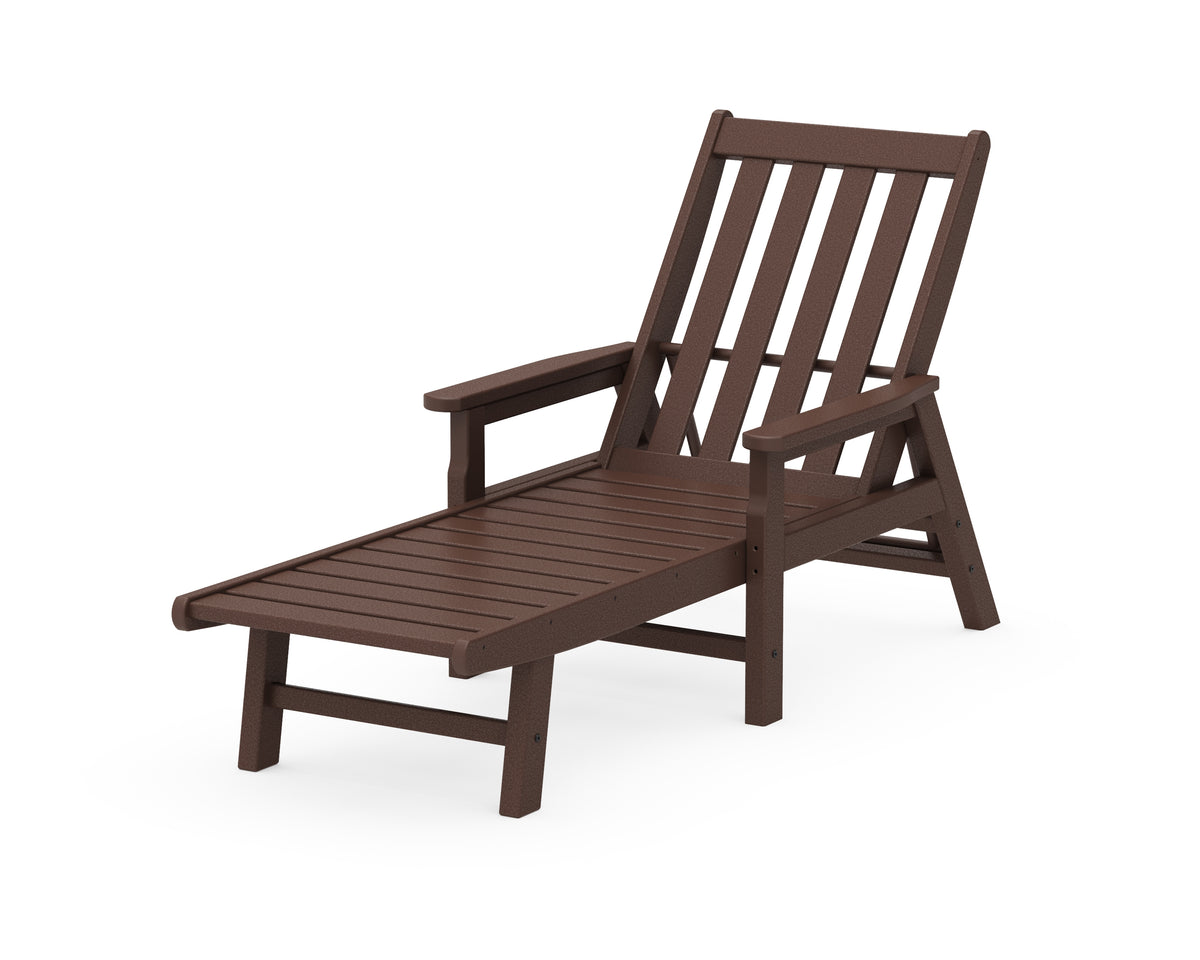 POLYWOOD Vineyard Chaise with Arms in Mahogany
