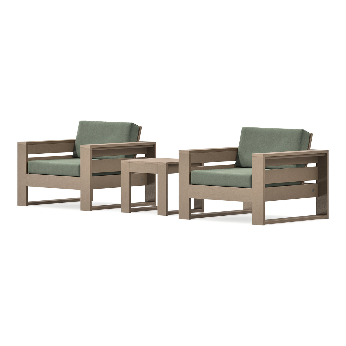 POLYWOOD PW Designer Series Latitude 3-Piece Lounge Chair Set in Vintage Sahara / Cast Sage