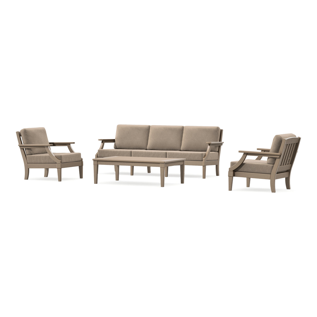 POLYWOOD PW Designer Series Estate 4-Piece Lounge Sofa Set in Vintage Sahara / Spiced Burlap