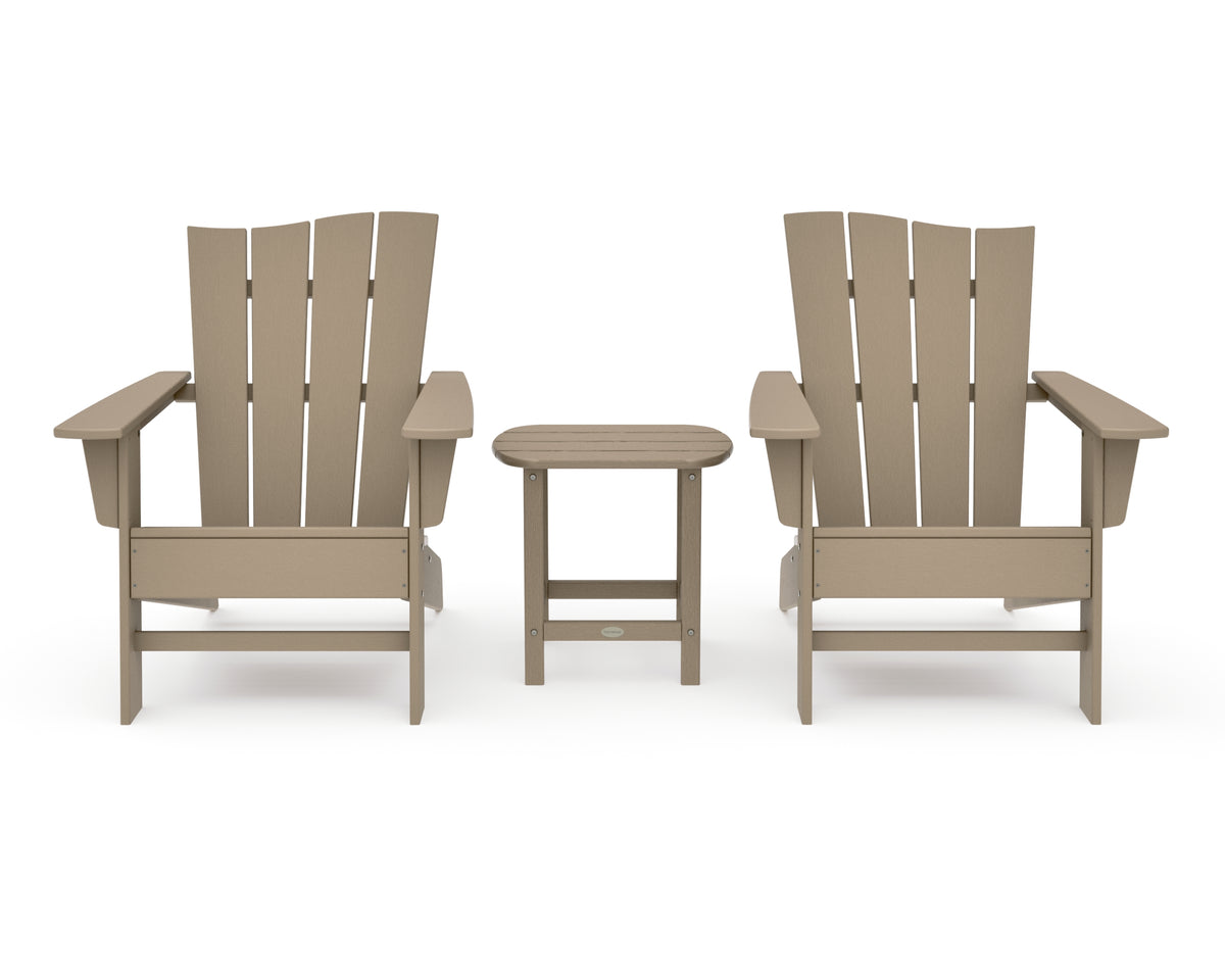 POLYWOOD Wave 3-Piece Adirondack Chair Set in Vintage Sahara