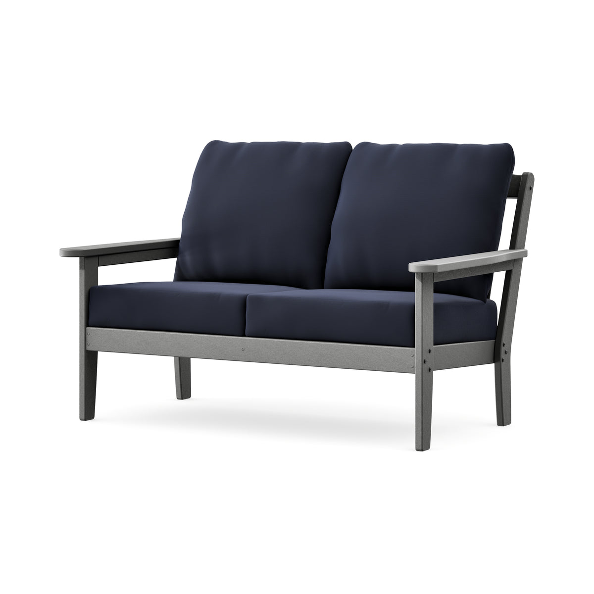 POLYWOOD Cottage Deep Seating Loveseat in Slate Grey / Navy
