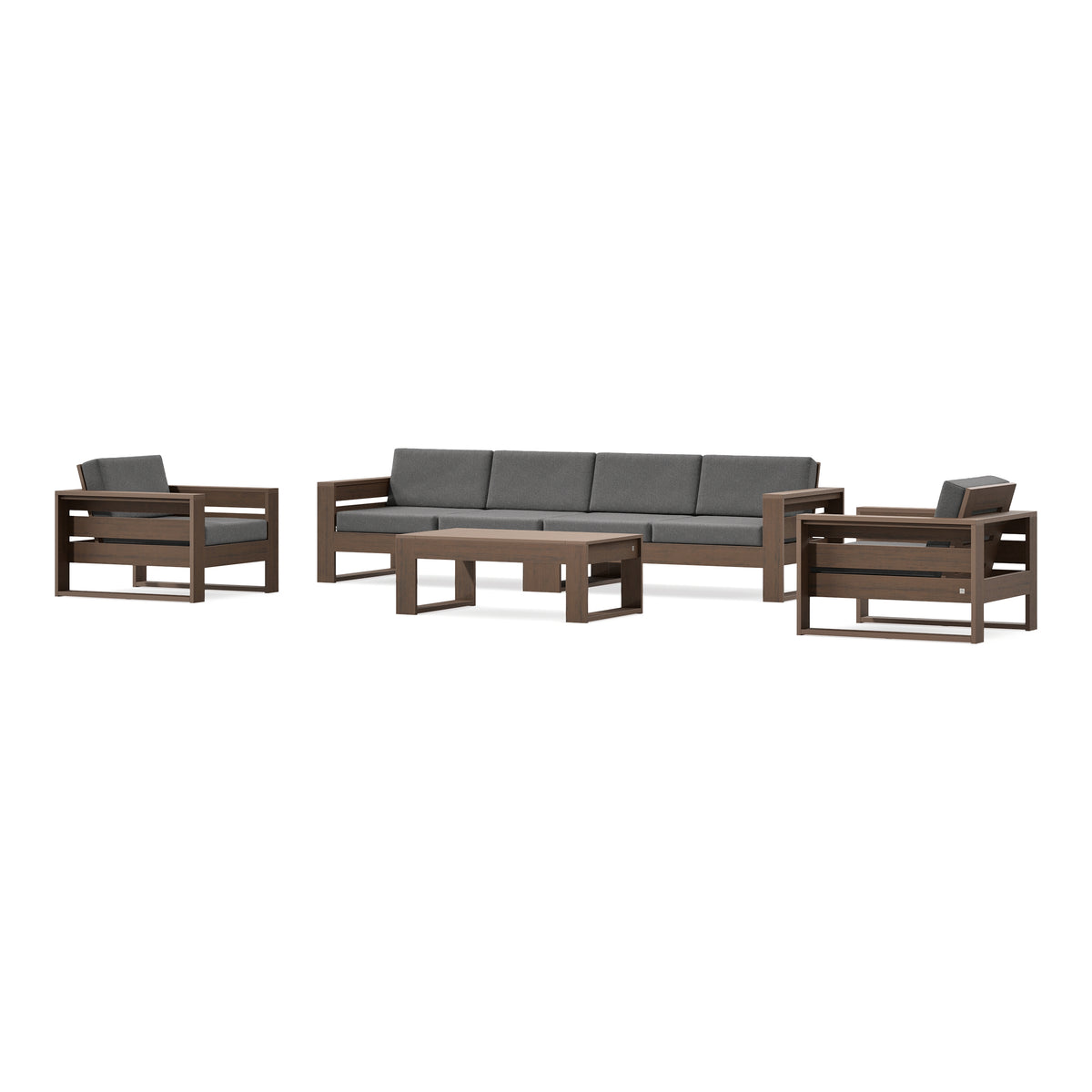 POLYWOOD PW Designer Series Latitude 5-Piece Lounge Sofa Set in Kona / Ash Charcoal
