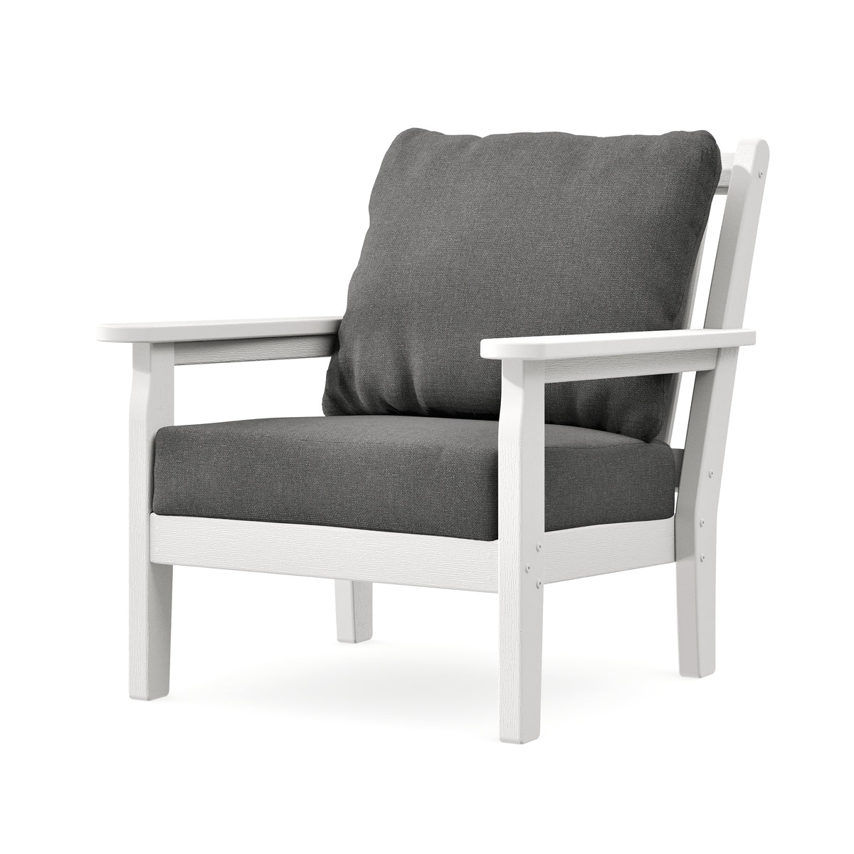 POLYWOOD Chippendale Deep Seating Chair in Vintage White / Ash Charcoal