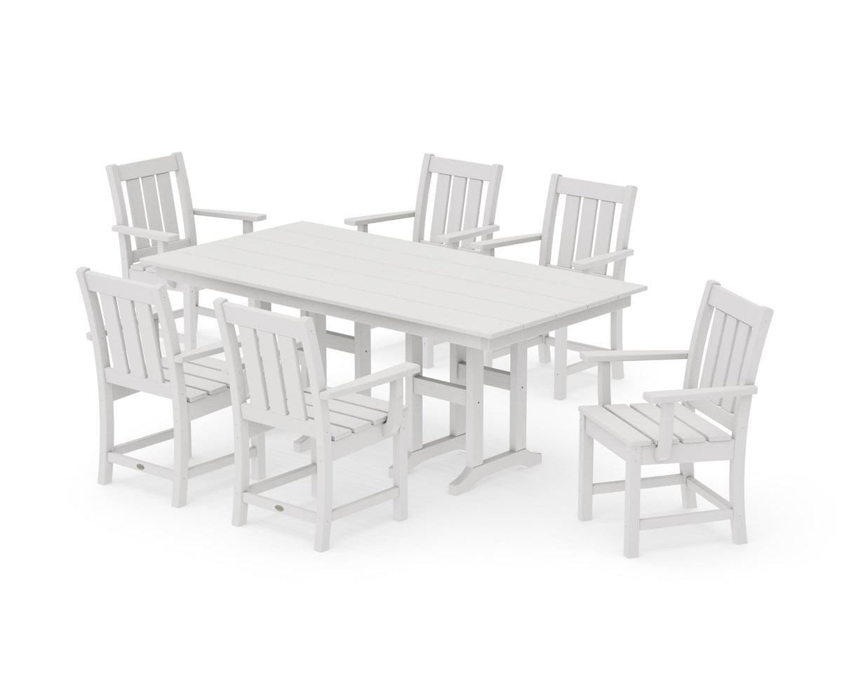 POLYWOOD Oxford Arm Chair 7-Piece Farmhouse Dining Set in Vintage White