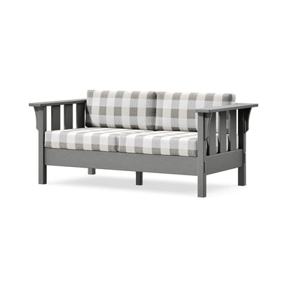 POLYWOOD Acadia Deep Seating Loveseat in Slate Grey / Buffalo Plaid Grey Mist