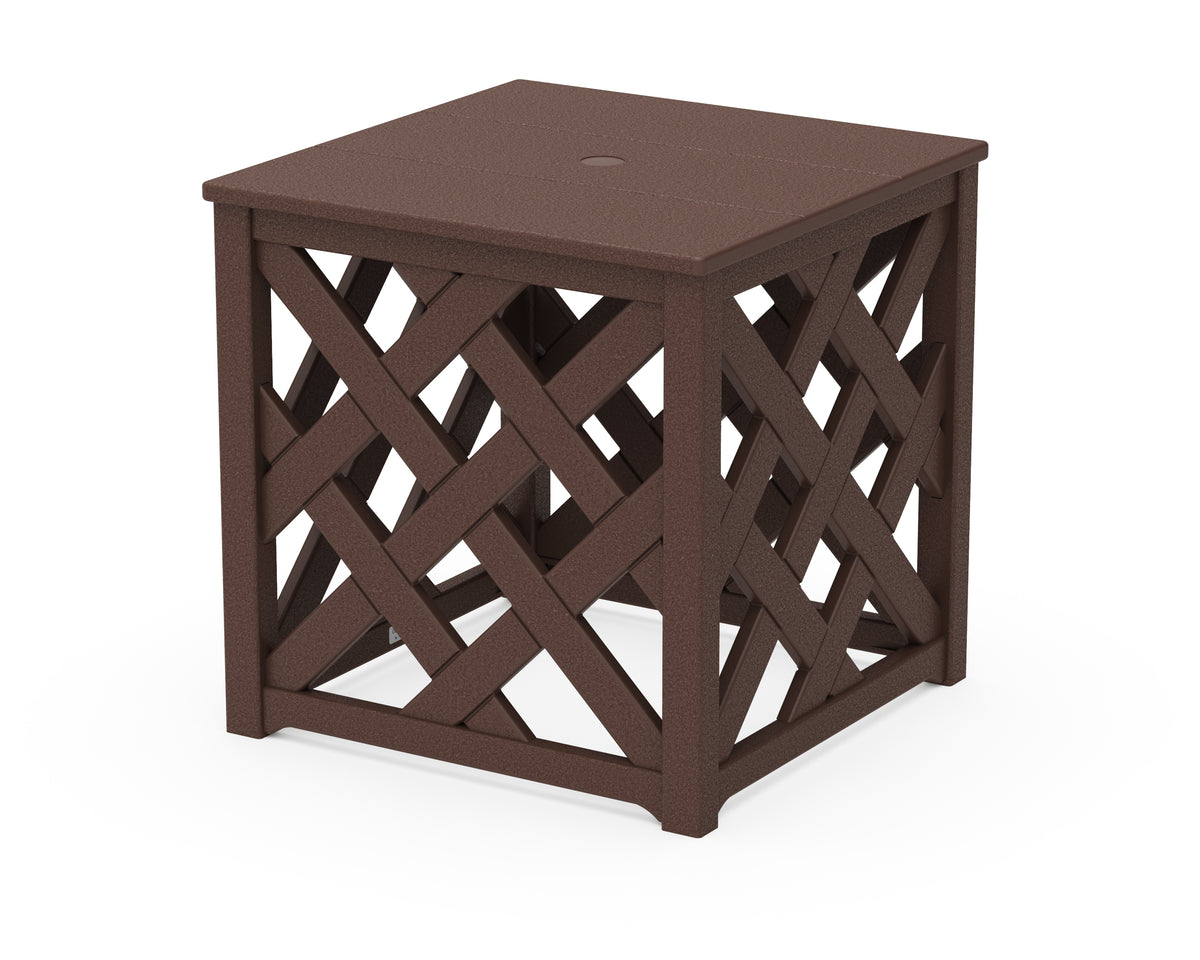 POLYWOOD Wovendale Accent Umbrella Table in Mahogany