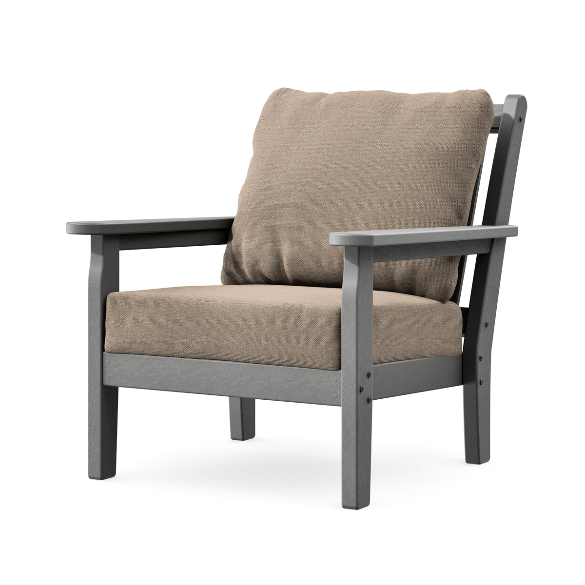 POLYWOOD Chippendale Deep Seating Chair in Slate Grey / Spiced Burlap