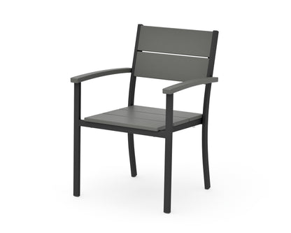 POLYWOOD Main Street Stacking Dining Arm Chair in Black / Slate Grey