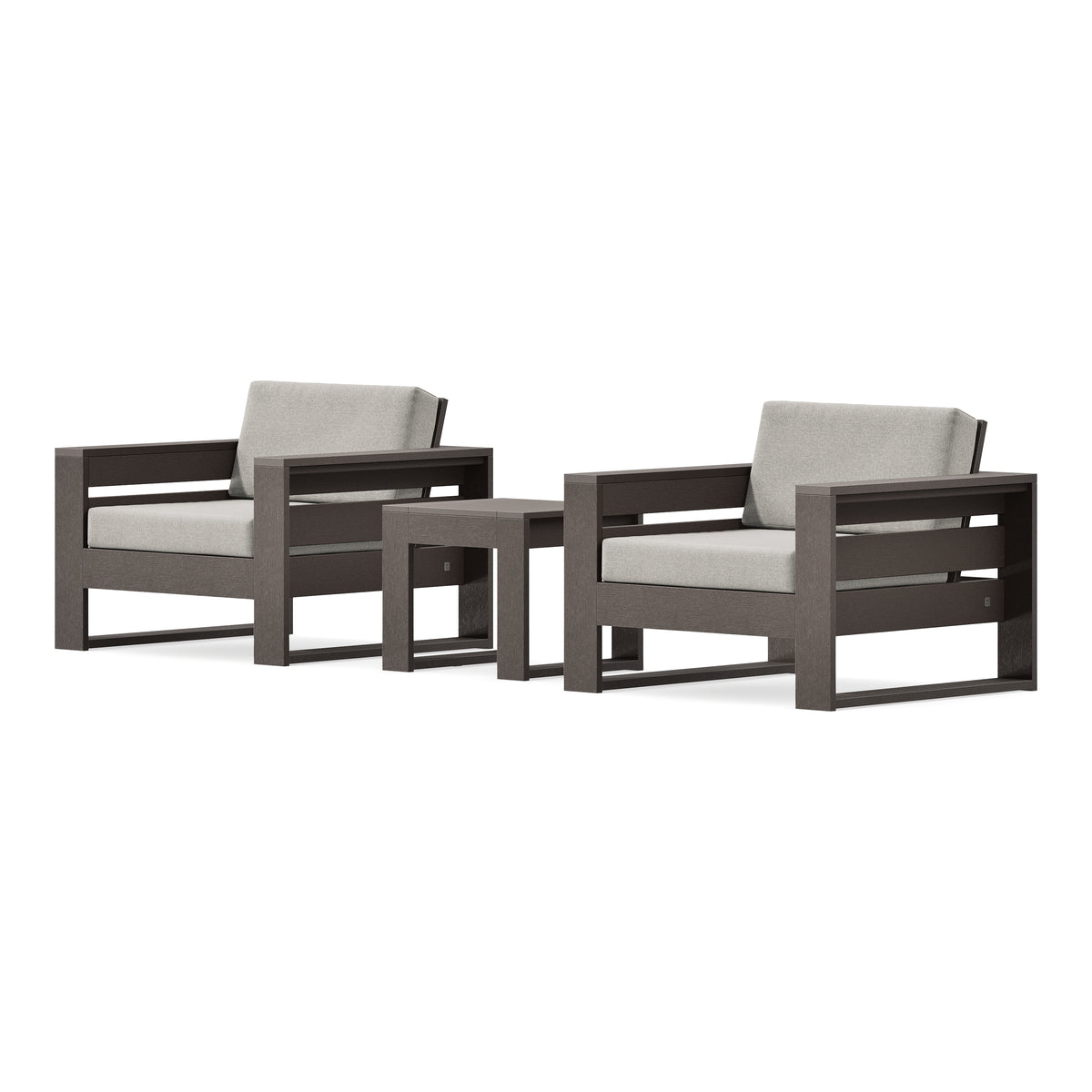 POLYWOOD PW Designer Series Latitude 3-Piece Lounge Chair Set in Vintage Coffee / Weathered Tweed