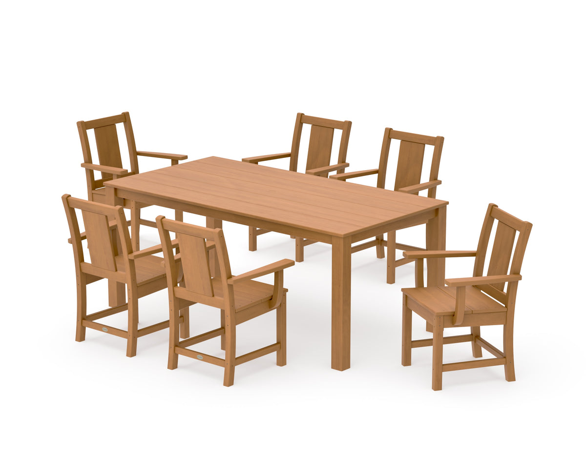 POLYWOOD Prairie Arm Chair 7-Piece Parsons Dining Set in Natural