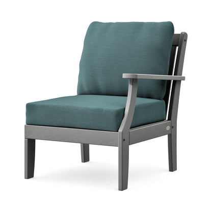 POLYWOOD Braxton Modular Right Arm Chair in Slate Grey / Ocean Teal