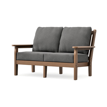 POLYWOOD Chippendale Deep Seating Loveseat in Teak / Ash Charcoal