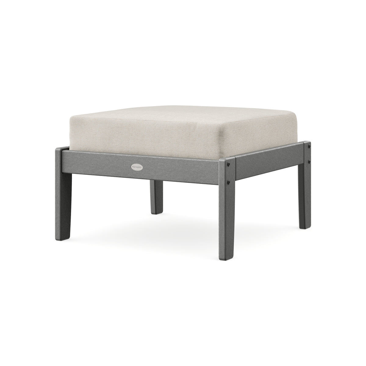 POLYWOOD Braxton Deep Seating Ottoman in Slate Grey / Dune Burlap