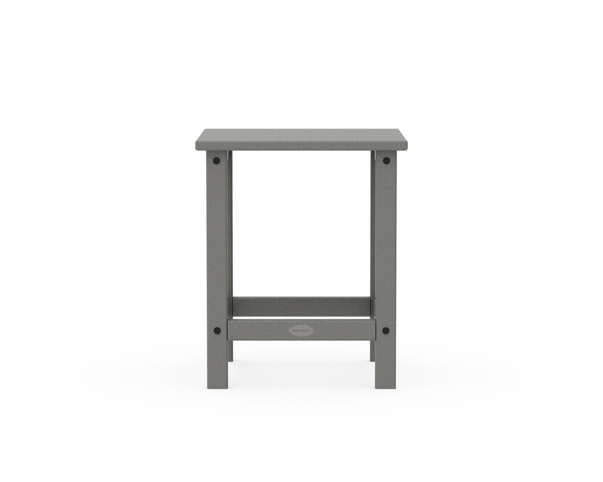 Angled view of the POLYWOOD Long Island 18" Side Table in Slate Grey