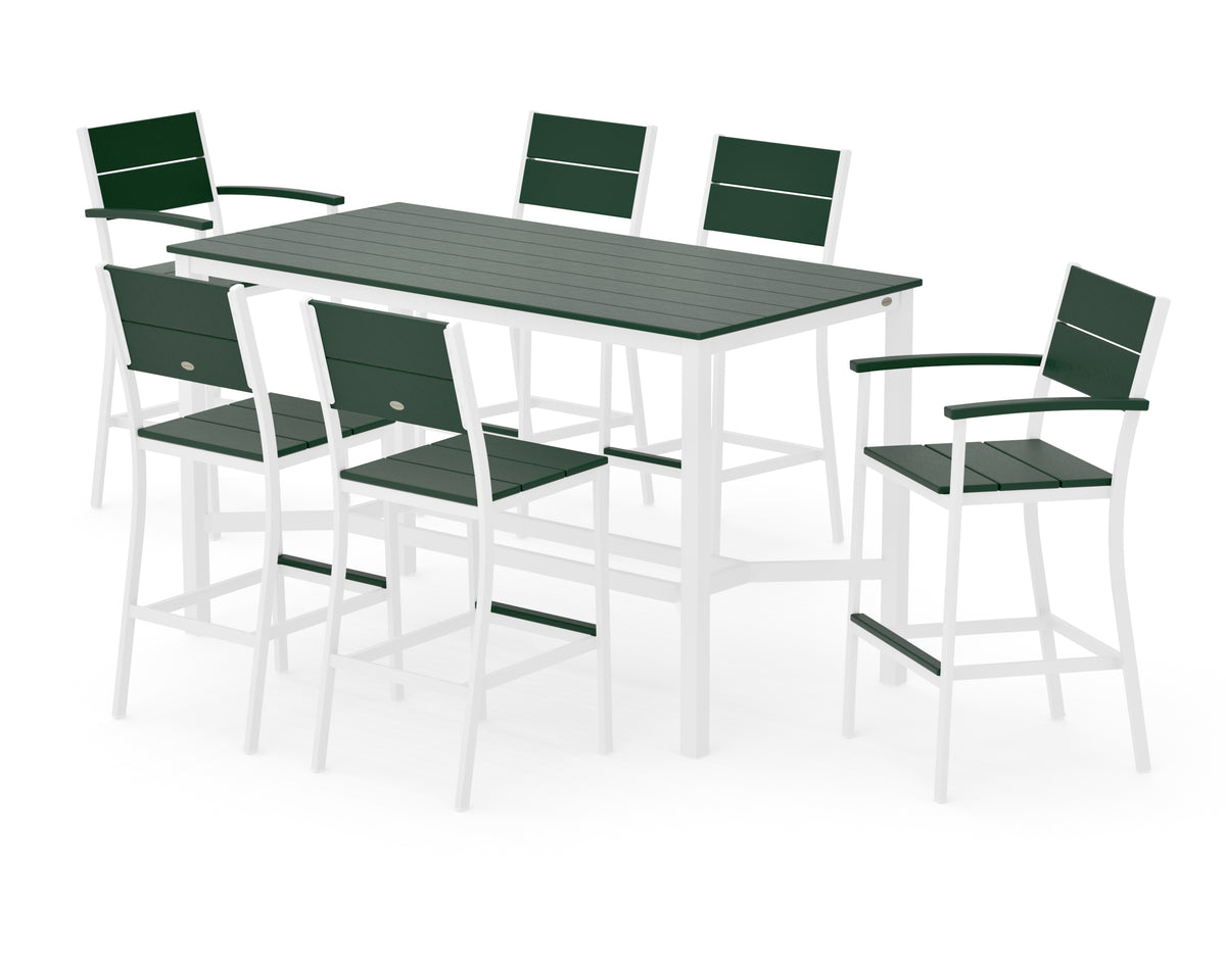 POLYWOOD Main Street 7-Piece Bar Set in White / Green