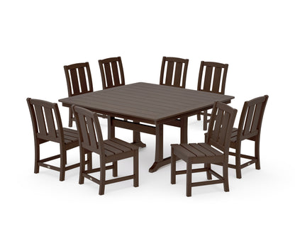 POLYWOOD Mission Side Chair 9-Piece Square Dining Set with Trestle Legs in Kona