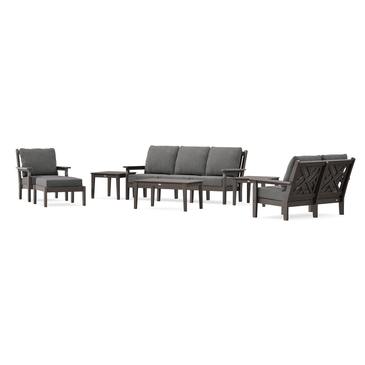 POLYWOOD Chippendale 7-Piece Deep Seating Set in Vintage Coffee