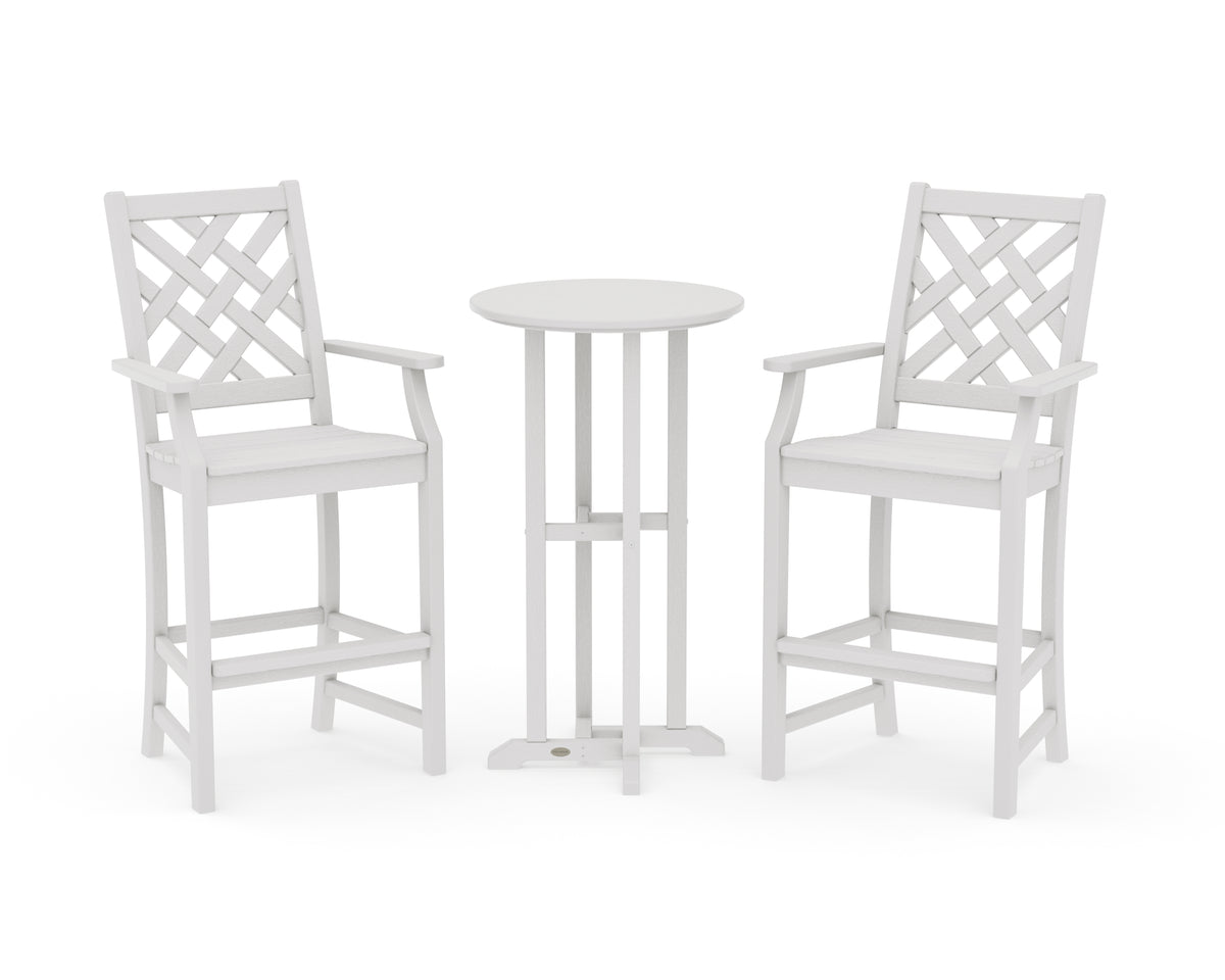 POLYWOOD Country Living Wovendale 3-Piece Farmhouse Bar Set in Vintage White