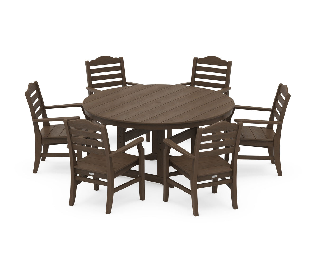 POLYWOOD Savannah 7-Piece Arm Chair Round Farmhouse Dining Set in Kona