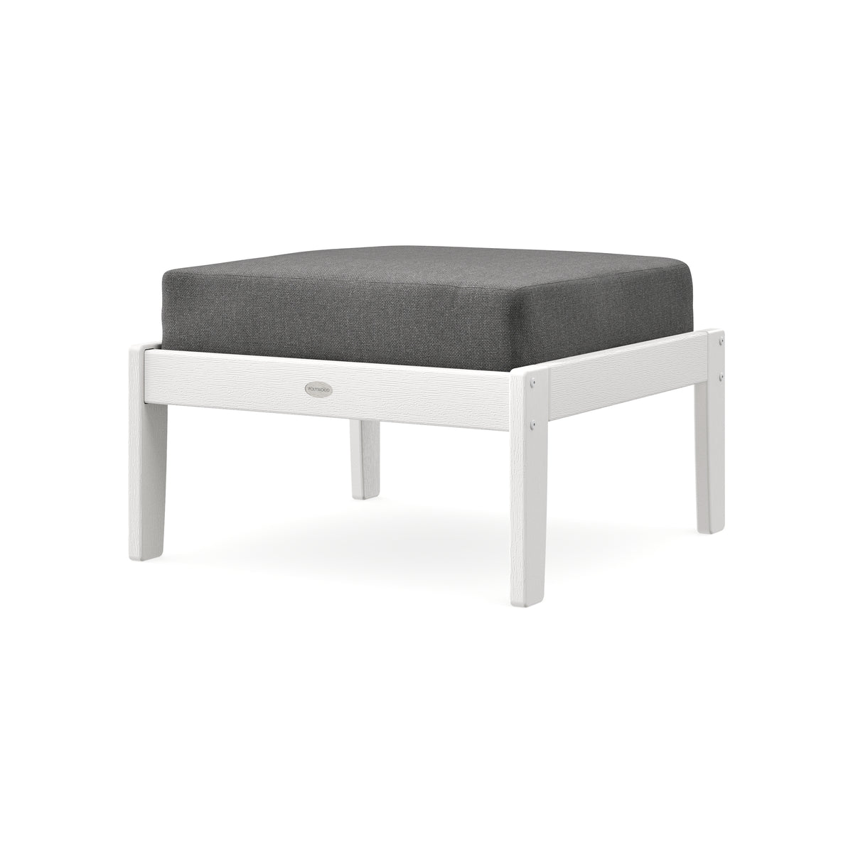 POLYWOOD Braxton Deep Seating Ottoman in Vintage White / Ash Charcoal