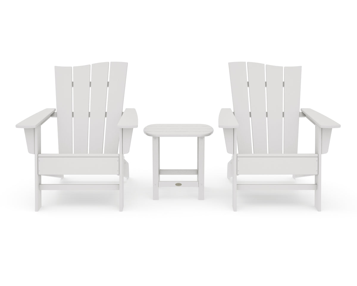 POLYWOOD Wave 3-Piece Adirondack Chair Set in Vintage White