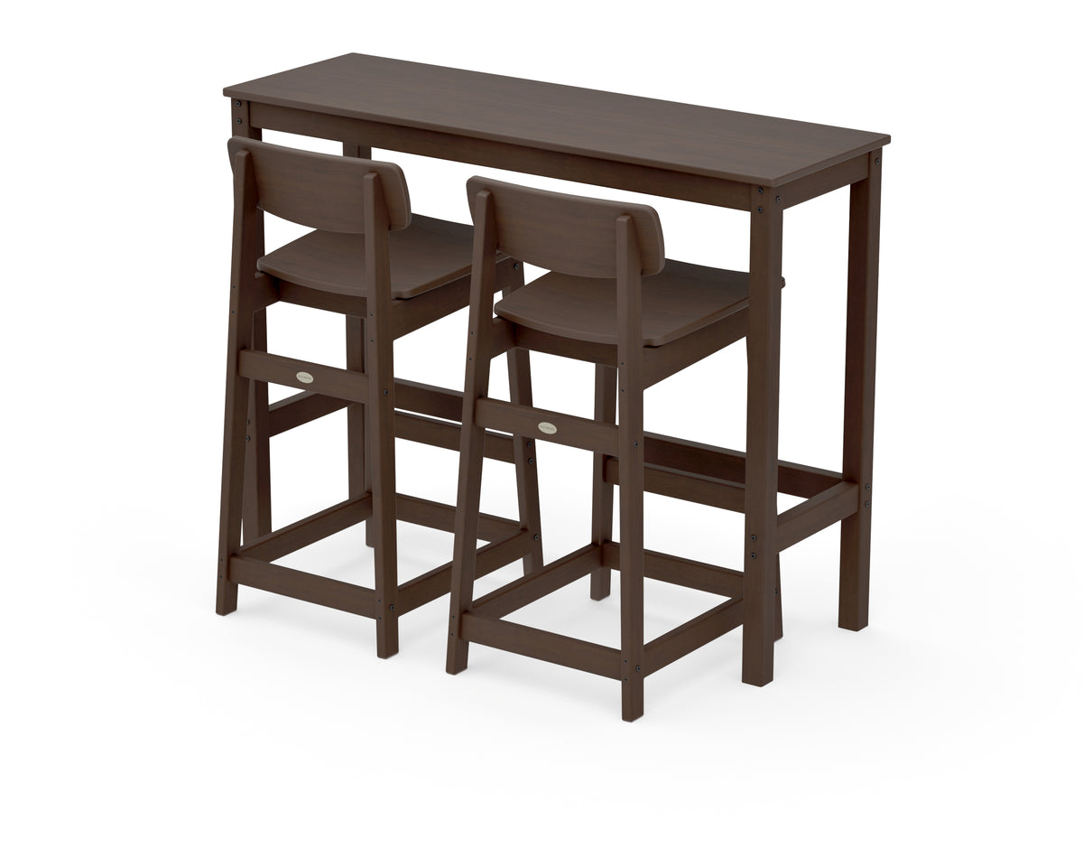POLYWOOD Modern Studio Urban Lowback Bar Chair 3-Piece Balcony Set in Kona