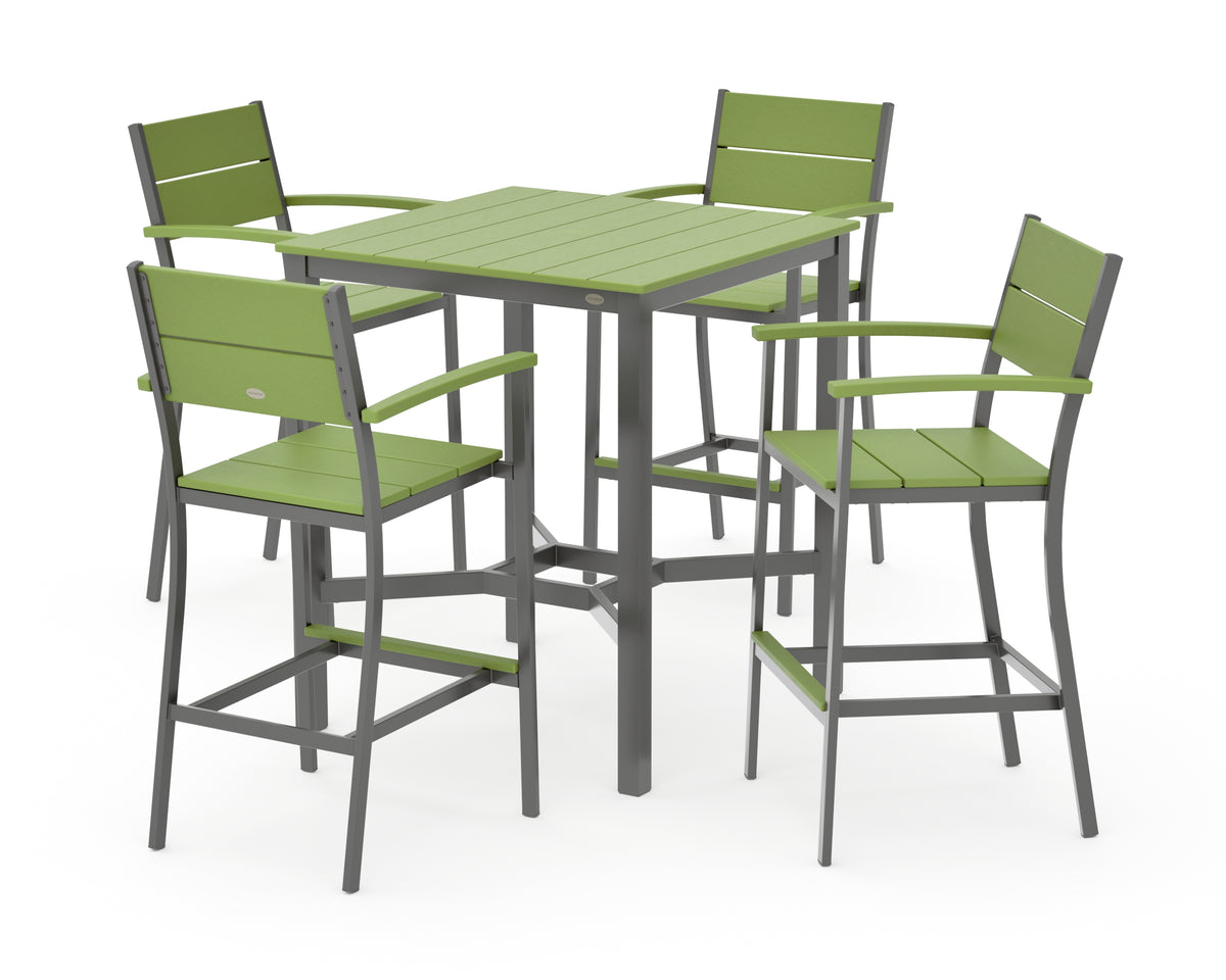 POLYWOOD Main Street 5-Piece Bar Set in Charcoal / Lime