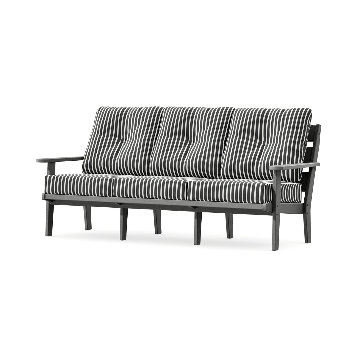 POLYWOOD Lakeside Deep Seating Sofa in Slate Grey / Shore Classic