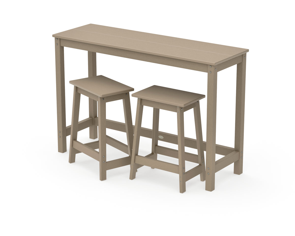 POLYWOOD Modern Studio Stool 3-Piece Counter Balcony Set in Vintage Sahara