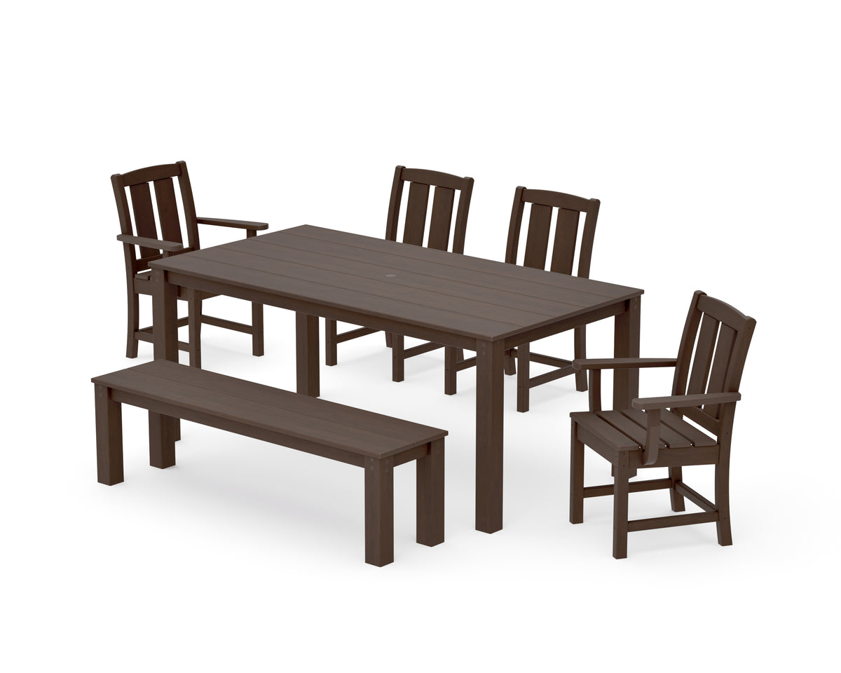 POLYWOOD Mission 6-Piece Parsons Dining Set with Bench with Mission Dining Side Chair in Kona