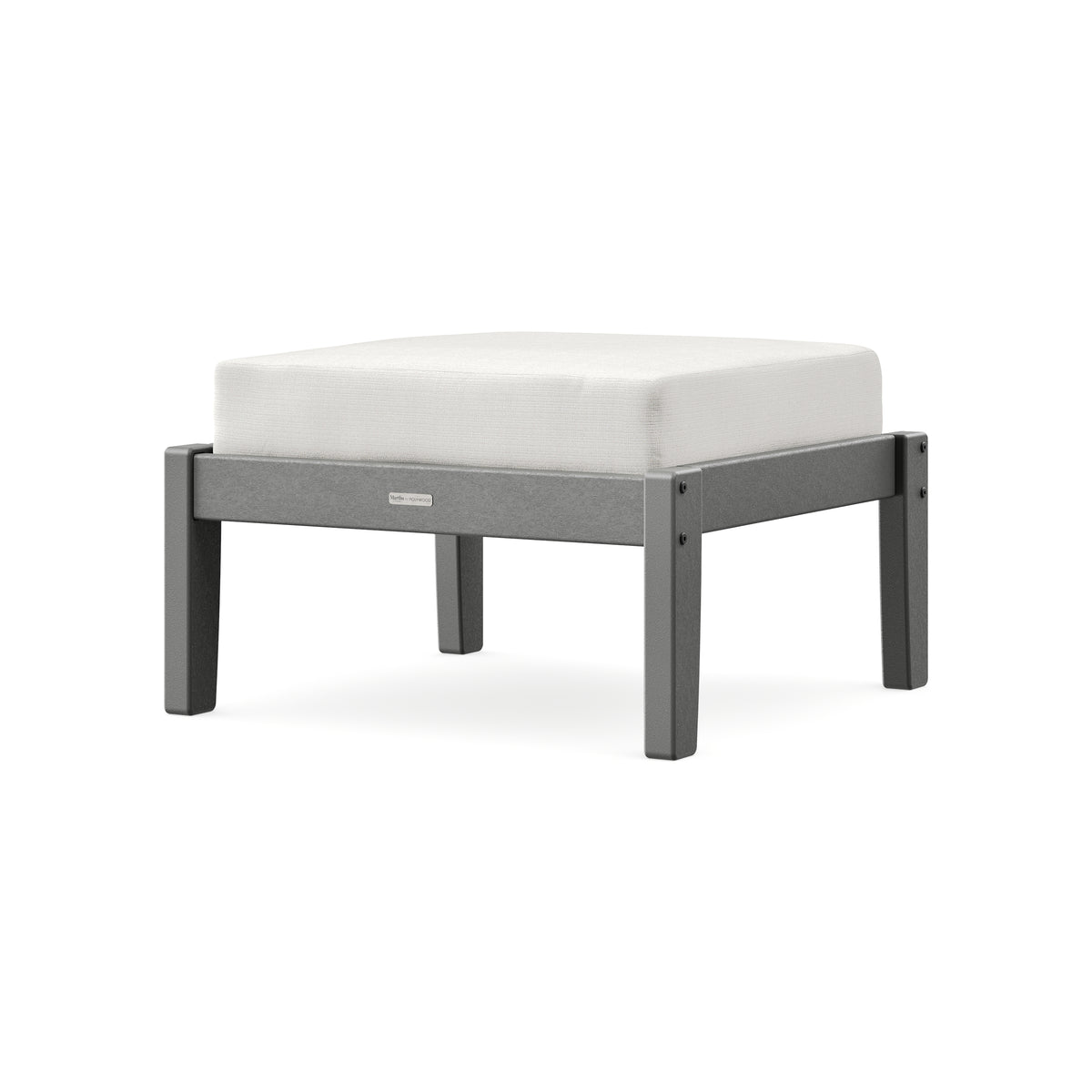 POLYWOOD Chinoiserie Deep Seating Ottoman in Slate Grey / Natural Linen