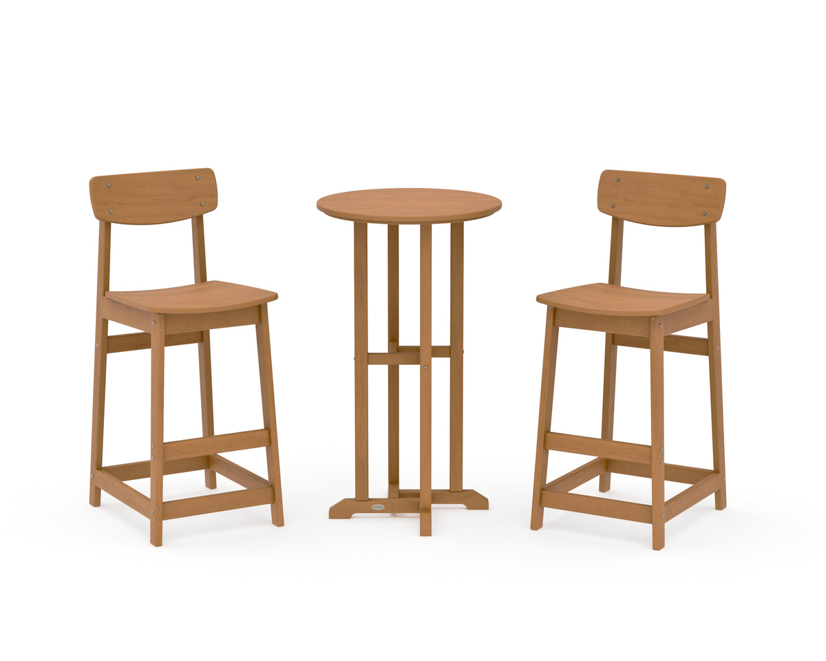 POLYWOOD Modern Studio Urban Bar Chair 3-Piece Bistro Set in Natural