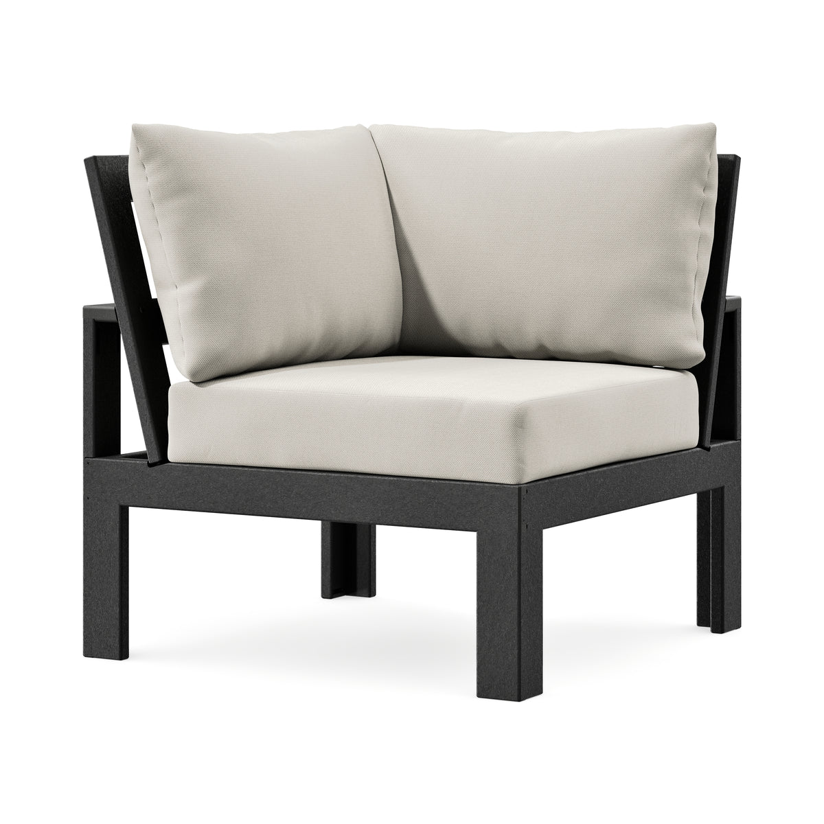 POLYWOOD Modular Corner Chair in Black / Blend Linen