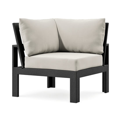 POLYWOOD Modular Corner Chair in Black / Blend Linen