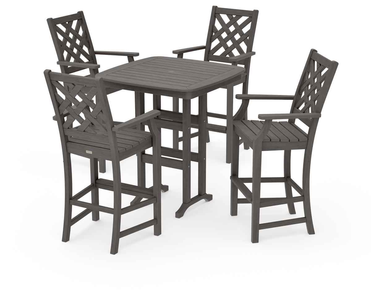 POLYWOOD Country Living Wovendale 5-Piece Bar Set in Driftwood